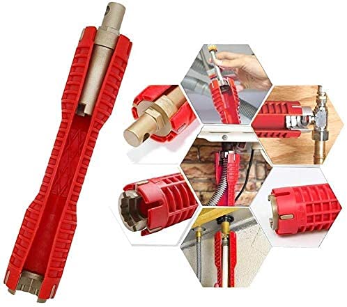 Faucet And Sink Installer（8-In-1）Multi-Purpose Wrench Plumbing Tool For Toilet Bowl/Sink/Bathroom/Kitchen Plumbing Repair Installation Hand Tools(Red) #TOP3