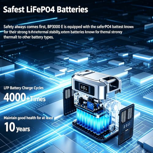 Image of BP3000 Solar Generator with Panel Optional, Expandable Portable Power Station, 3200W AC Outlets (6400W Peak), 2048Wh Power Station Expandable to 16kWh, LFP Battery, 1800W Fast Charging (BP3000+2X400W)