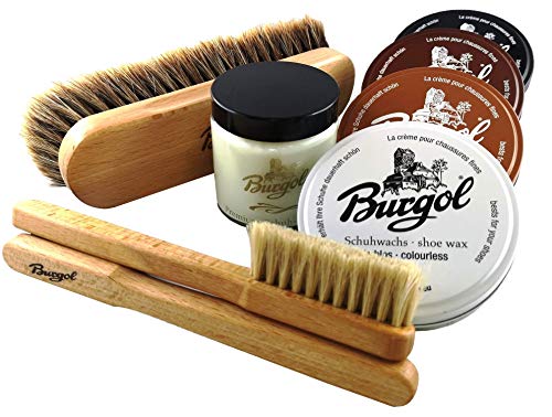 Kit entretien cuir Burgol avec brosses et crèmes de soin