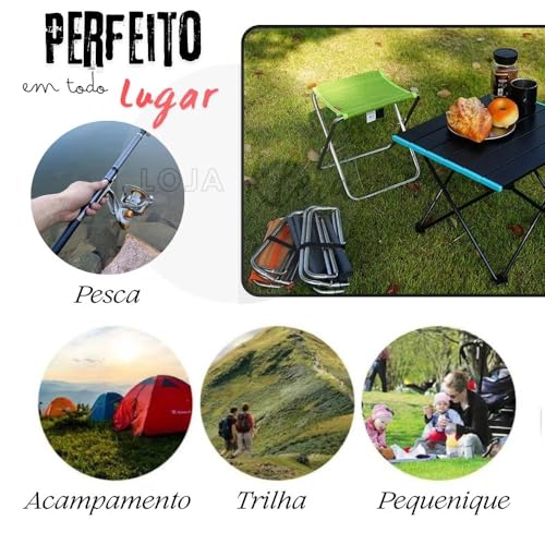 Banqueta Dobrável Portátil Banqueta Dobrável em Alumínio Banqueta de Camping Trilha Pesca Banquinho