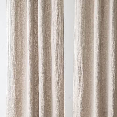 LinenMe 1x Rideau Lin 100% avec Oeillets - Rideaux Voilage Lin pour Salon Chambre à Coucher - 140x305 cm - Terra Natural