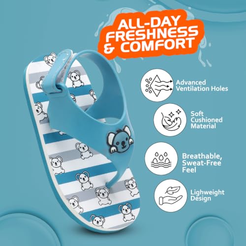 Image of Duosoft Kids Flip Flop Sandals with Bear Motif, Slippers for Baby Girl and Baby Boy, Indoor and Outdoor Slipper for Kids with Strap (K-401)