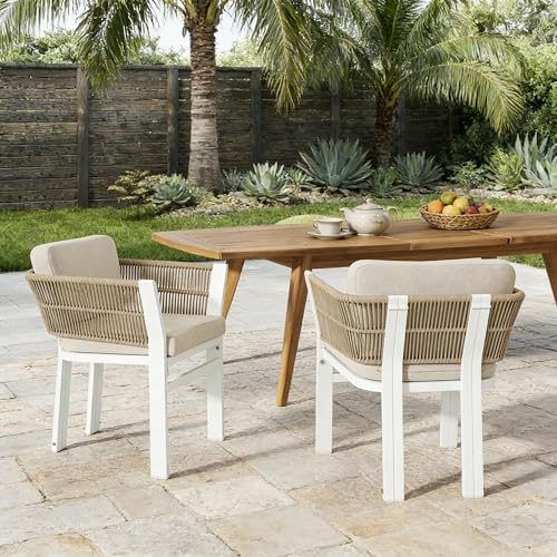 LIFE SKY All-Weather Patio Dining Chairs: 300lbs Capacity White Aluminum