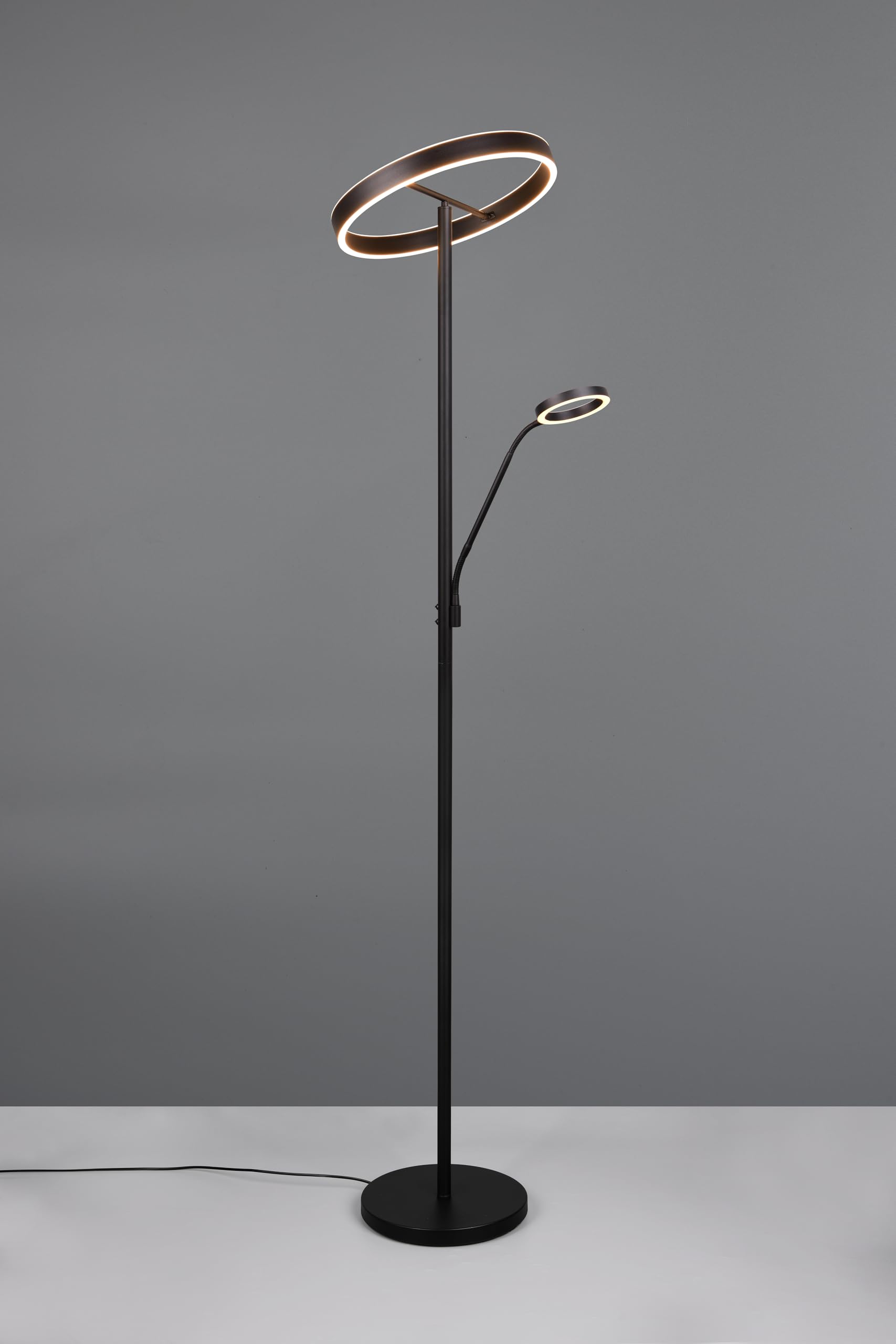 Trio Leuchten LED Stehleuchte Willis 449510232, Metall Schwarz matt, 39 + 5.5 Watt LED, Lichtfarbe einstellbar, dimmbar