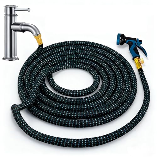 Indoor Sink Hose Attachment Faucet Suitable for Kitchen Bathroom Faucets Watering Indoor Plants Washing Pets Household Cleaning Car Washing Durable Easy-to-Install Multi-Purpose Hose (50FT)