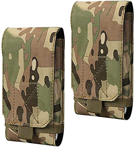 IronSeals 2 Pack Tactical Molle Phone Holster Pouches, Universal Belt Waist Bag for iPhone 13 Pro Max/13 Pro/13/13 Mini/12 Pro Max/12 Pro/12/11 Pro Max/11/X/8 Plus, Samsung S21/S20/S10/S9/S8, Size L