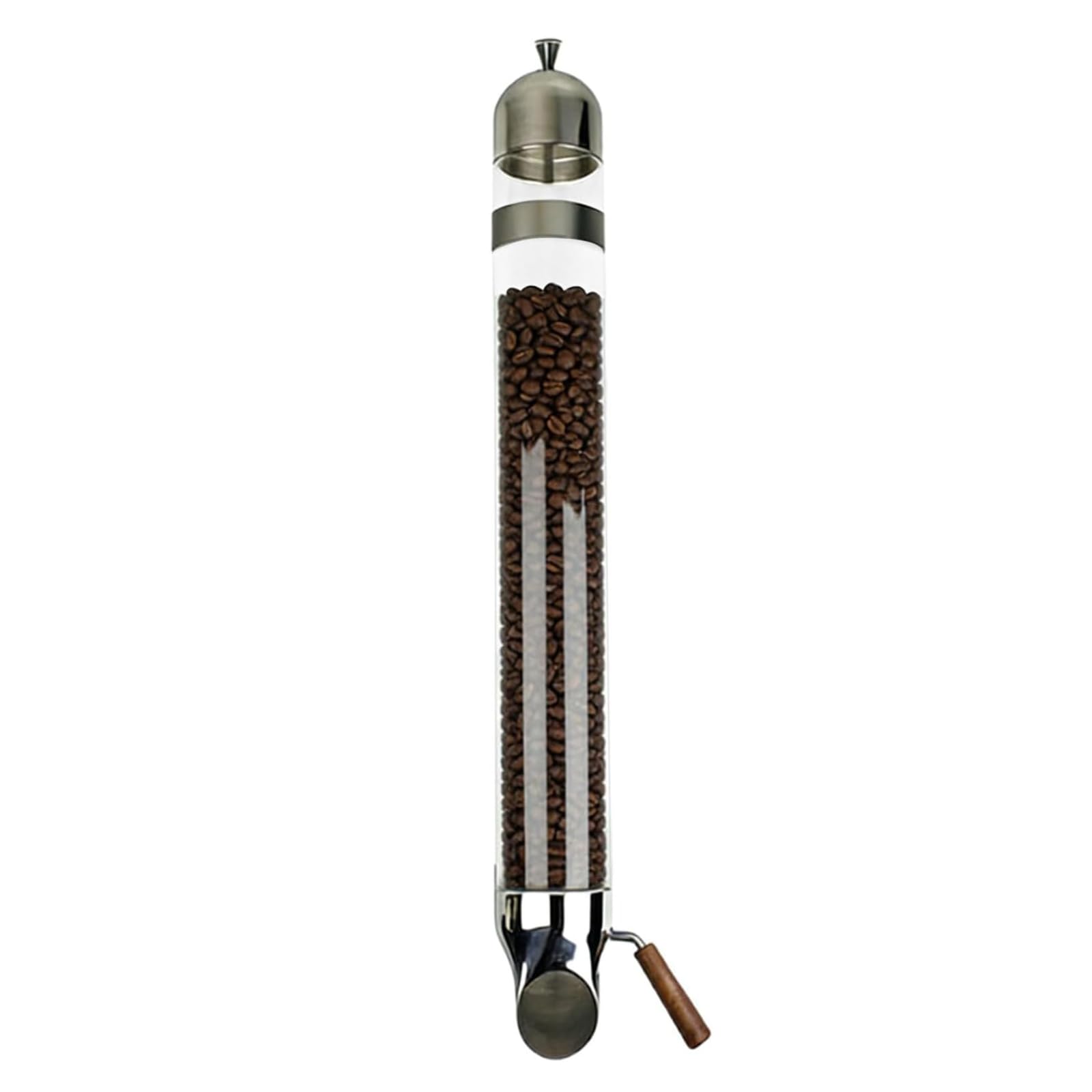 Distributeur De Café en Grains en Acier Inoxydable, Distributeur De Céréales Mural, Tube en Verre De 9 Cm De Diamètre, Débit Réglable, Idéal pour Présenter Bonbons, Thé, Céréales