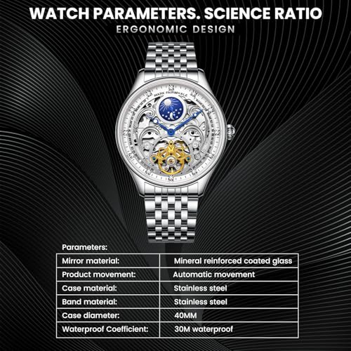 Image of WeCool Fairwhale Automatic Mechanical Watch for Men Luxury Skeleton Analog Men's Watch 50M Waterproof Luminous Unique Cool Wrist Watchs | Best Gift for Males