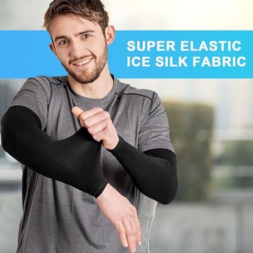 Image of Yuneek Arm Sleeves For Men & Women UV Sun Protection, UPF 50 Cool Arm Hand Cover Unisex For Bike ride,Golf,cricket,cycling,yoga,gym Sports