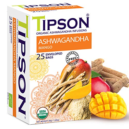 Tipson Organic Ashwagandha Mango 25 Enveloped Teabags