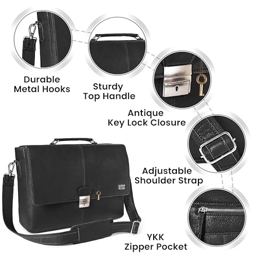 Image of LEATHER VILLAGE Leather Messenger Bag for Men, Handmade Laptop Briefcase