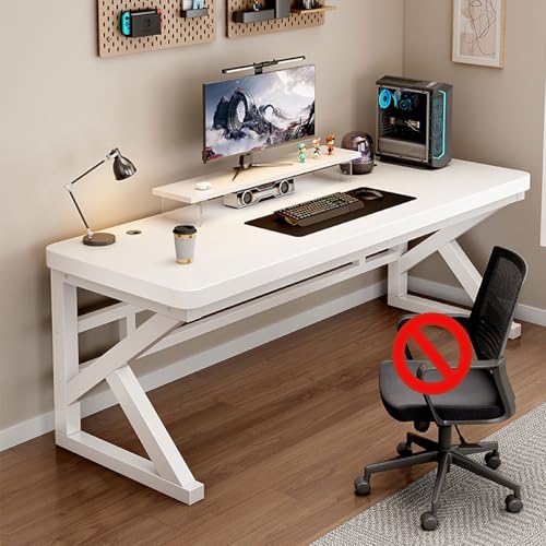 GSSBDM パソコンデスク モニターアーム オフィスデスク 無垢材 机 pcデスク 天然木使用 書斎机 頑丈50×50mmスチール脚耐荷重K型スチール脚 長さ80/100/120/140/160/180cm 幅75cm 耐荷重400kg PC作業台 頑丈