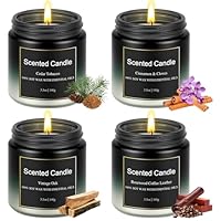 Duftkerze im Glas, Weihnachten Duftkerzen Geschenkset für Männer, 4 Düft Duftkerzen Set Natürlichem Sojawachs Aromatherapie Kerzen Set mit 100Std Brenndauer, Kleine Geschenke für Männer Kollegen