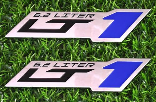 Image of 2pcs LT 1 6.2 Liter ZR1 Emblem Engine Hood Badge Decal Replacement for C4 C7 (Blue)