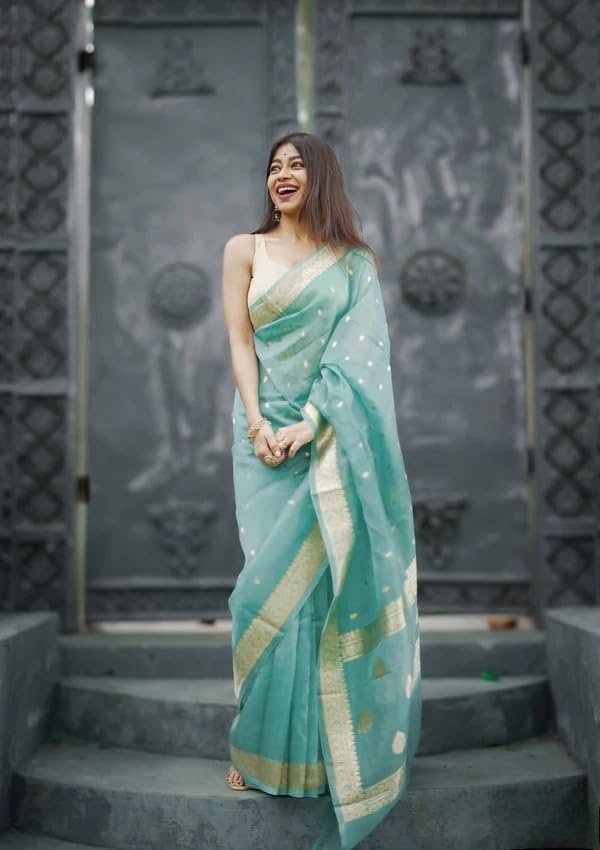 Image of Flosive Women's Cotton Saree With Blouse Piece
