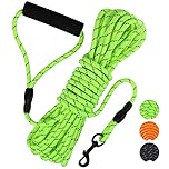 Vivifying Long Dog Lead, 10M/32FT Reflective Floating Long Leads for Dog Training with Soft Handle for Camping, Hiking, Swimming, Beach and Lake (Reflective Green)