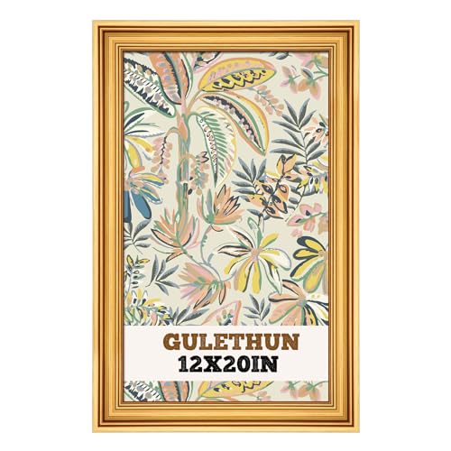 GULETHUN 12x20 Frame Transitional Modern Design Picture Frames 12 by 20 Rustic Poster Frame for Home Decor Gold Vintage Photo Frame Horizontal or Vertical Display Choose Size & Color