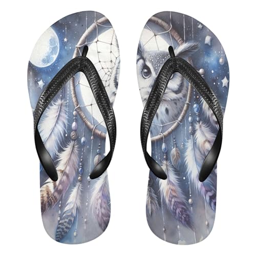 Burbuja Dreacatcher with Owl Flip Flops for Women Men, Soft Thong Sandals Rubber Slippers for Pool Beach Essentials