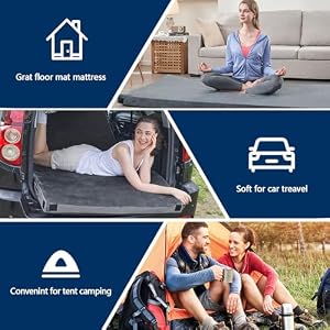 CYMULA CertiPUR-US Memory Foam Camping Mattress Pad, Portable Foam Sleeping Pad for Camping, Roll up Sleeping Mat for Adults Floor Mattress Guest Floor Bed for Sleepover, Car, Tent SUV Cot Mattress — photo 4 of 6
