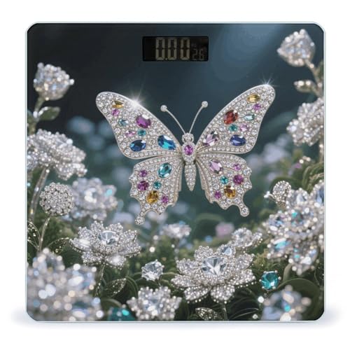 Báscula Digital de Baño Jewel Butterfly con Pantalla LCD