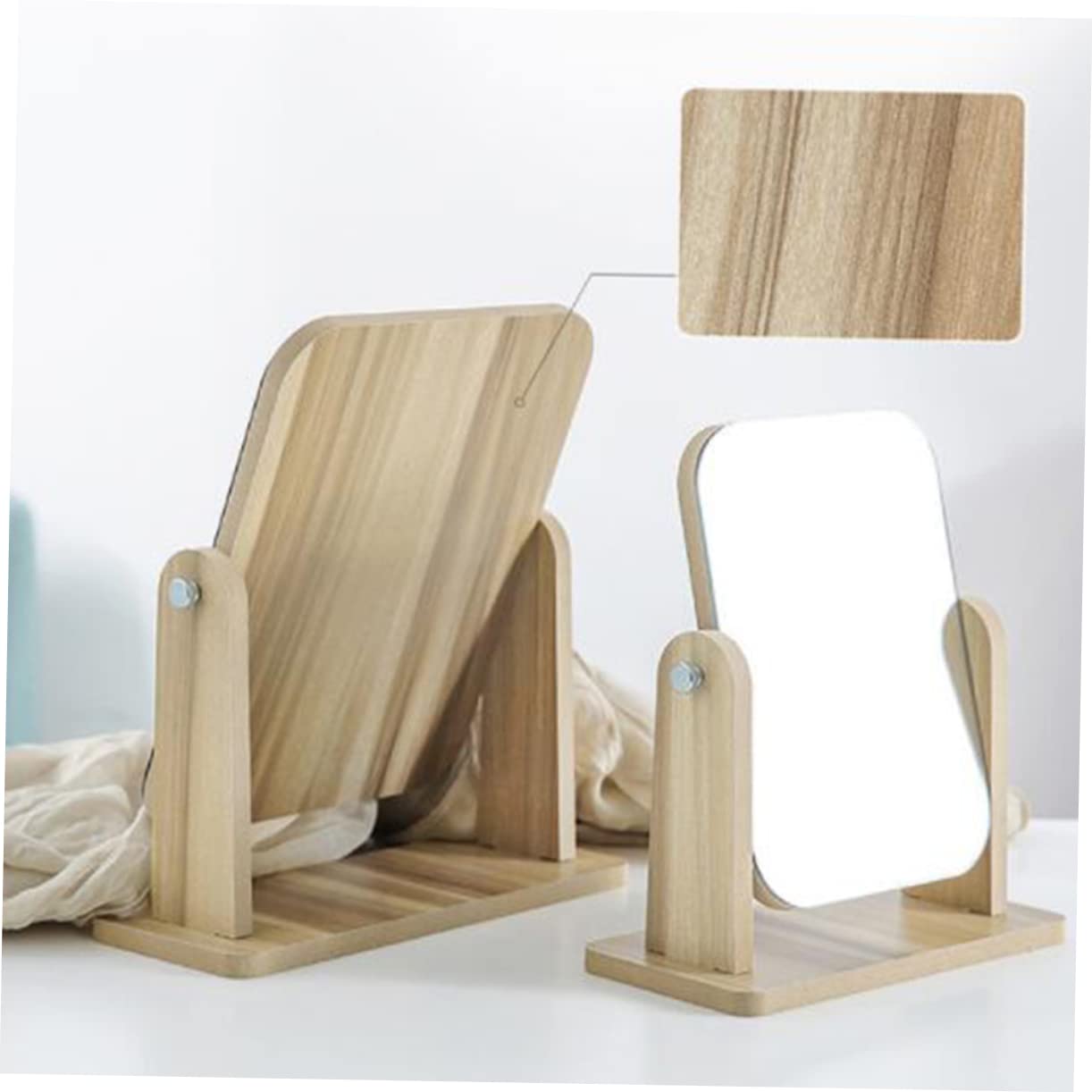 Specchio cosmetico in legno da 1 pezzo con luci tavolo(24.5L x 27.5W cm)