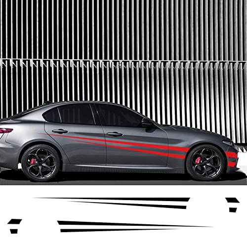 TURIM 2pcs Car Sticker Vinyl Wrap  Adhesive Sports Car Racing Decorating Design Long Side Stripe Dec