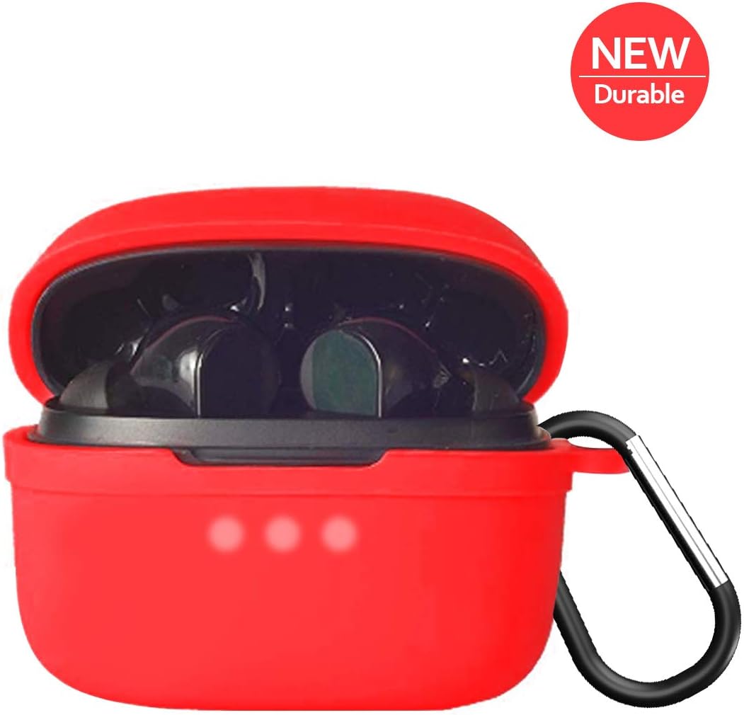 Silicone Case for Soundcore Anker Liberty Air,Full Protective Thicken Liberty Neo Soft Silicone Cover Chargeable Headphone Case with Anti-Lost Carabiner (Red)