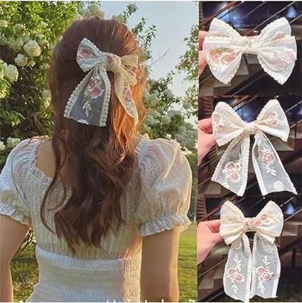Large Satin Hair Bows Ties for Girls Women Silk-Stylish French Bow Hair Clip Bowknot Hair Barrettes Big Ribbon Bow with Long Tail Pack Of 1 Multicolor (B0BTV731MD) Amazon Price History, Amazon Price Tracker