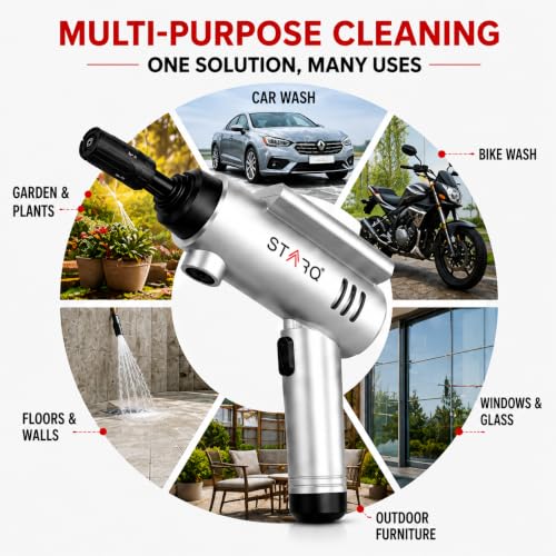 Image of STARQ TurboFold Cordless Pressure Washer Gun 1.8 MPa Portable High Pressure Car Washer with 5 in 1 Rotating Nozzle High Speed Motor 4000mAh Type C Rechargeable Battery for Car Bike Home Cleaning