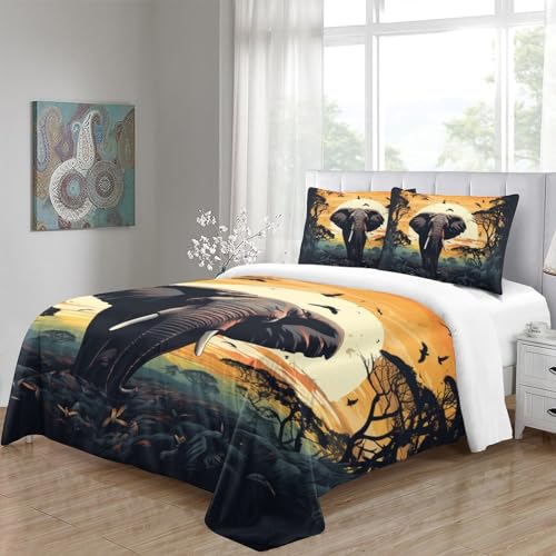 Parure de lit éléphant 3D anti-plis en microfibre King pour un couchage toujours impeccable