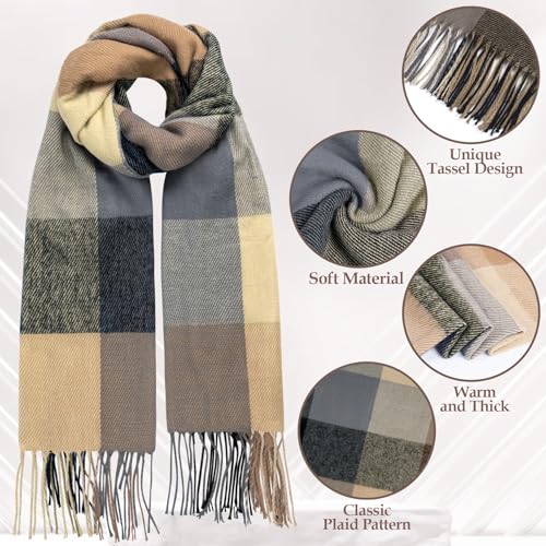 Image of Loritta Winter Scarf for Women, Long Plaid Shawl Wraps Scarves Gifts
