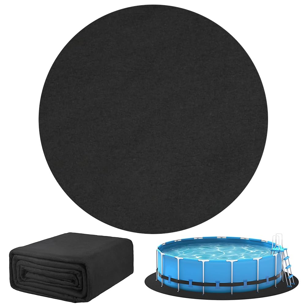 3.7m Tapis sous Piscines Hors Sol Rond, Tapis de Sol Piscine, Antidérapant Pliable Absorbant l'eau, Découpe Simple, Rembourrage sous Piscine, Pliable, pour Baignoires et Piscines Hors Sol