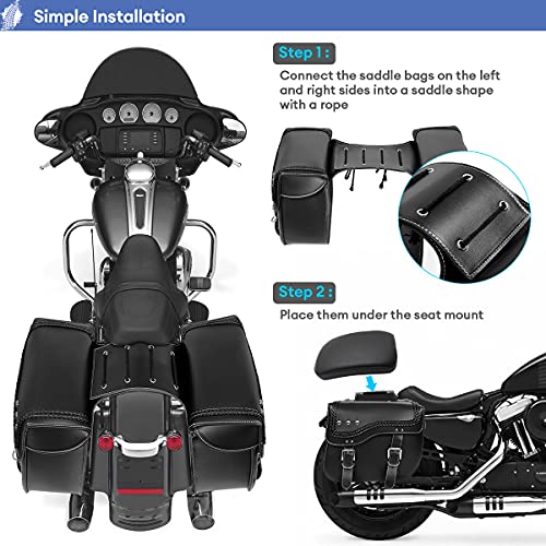 Newruiheng Bolsas laterais de couro sintético para motocicleta, bolsa lateral universal, bolsa de fe