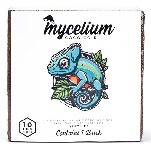 Mycelium Coco Coir Brick I Expandable Organic Coconut Fiber Substrate for Terrarium I Ideal for Reptiles Bedding, Nesting & Burrowing I OMRI Certified & Non-GMO Soil Alternative, 10lbs