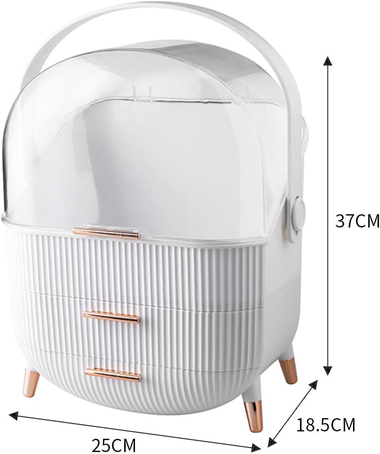 Multi-Function Make Up Case Dustproof Cosmetic Storage Box, Organizer Skin Care Products Jewelry Organizer Finishing Box for Bedroom Bathroom Desktop (White) 51CWsHeTUAL. AC SL1001