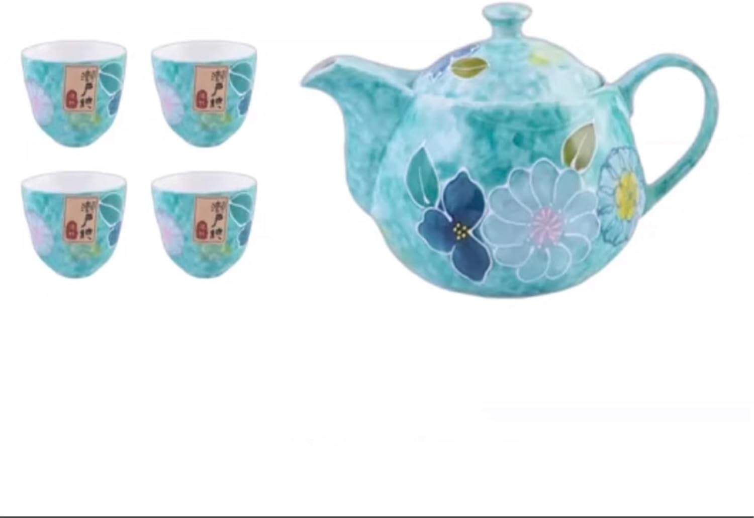 Hand-Painted Ceramic Teapot Set, 1 Teapot 4 Cups, Japanese Style-set4