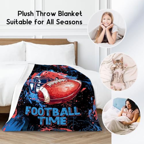 Football Blanket, Cozy Soft Throw Blankets for Kids, Cool Black Flannel Throw Gifts for Couch Office, 30x40 Inches