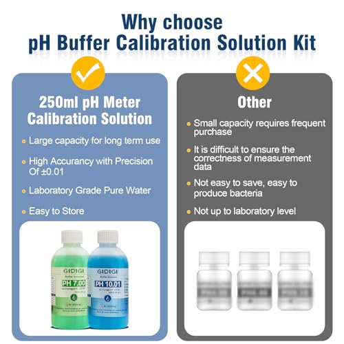 Image of pH Meter Calibration Buffer Includes pH 7.00, 10.01 and Storage Solution | Calibration Buffer 250ml*2,Probe KCL Storage 30ml*1, pH Meter Accessories