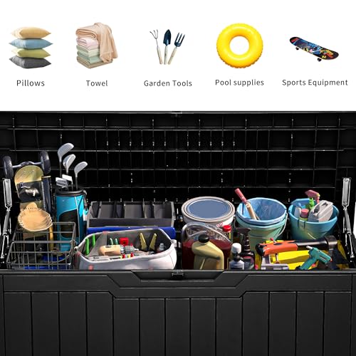 image for YITAHOME 80 Gallon Resin Deck Box, Outdoor Lockable Storage Box for Pa