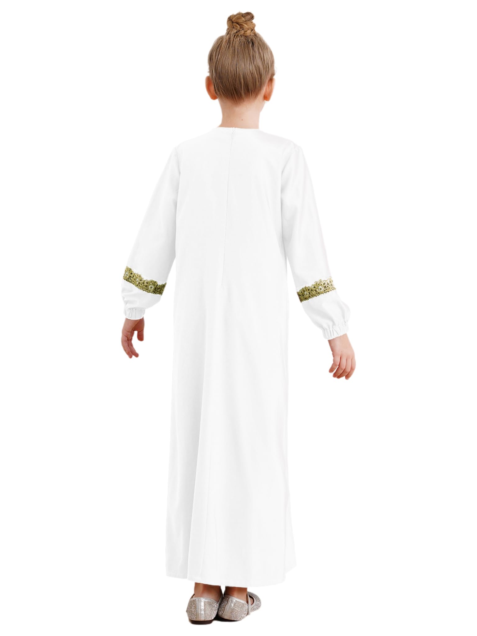 Runhomal Abaya Ramadán manga larga vestido musulmán niño niña