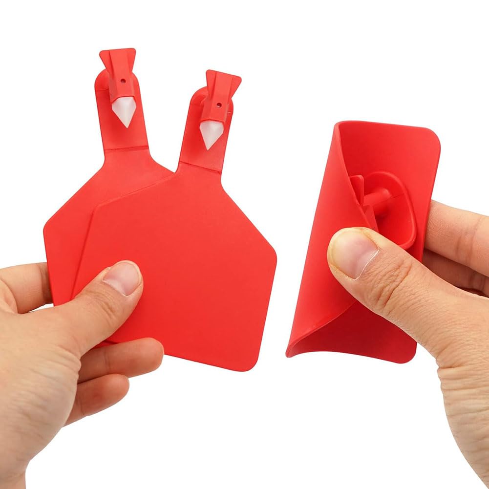 Nummerierte Ohrmarken zur Tierkennzeichnung, Kunststoff-Ohrmarken for Nutztiere, mehrfarbig, Packung mit 50 oder 100 Stück(Red,50pcs)