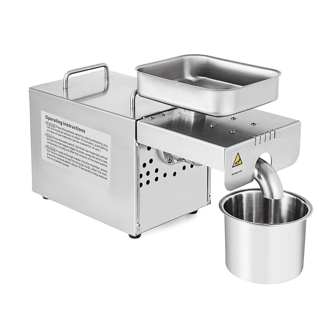 HCZKIUJY Automatic Oil Press Hot, Electric Oil Extractor for Home & Commercial,Use Sesame Canola Sunflower Seeds Peanuts Walnuts