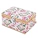 Qiilu Sewing Storage Organizer - Double Layer Large Capacity Basket with Comfortable Handle for Home,Travel - Stylish Floral Design for All Craft Supplies