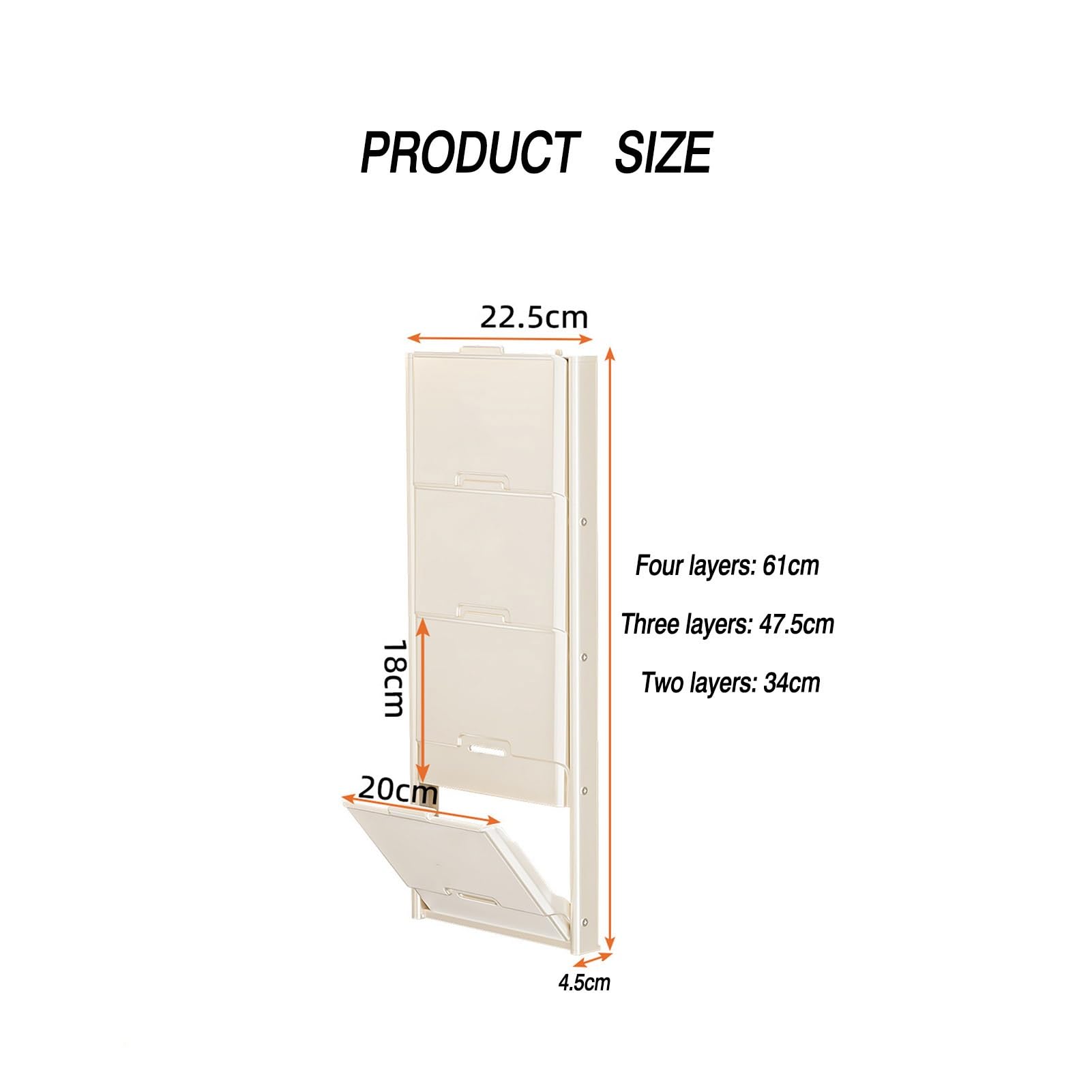 Genérico Estante plegable for platos, estante de almacenamiento de alimentos con ventosa, adecuado for cocina, olla caliente y preparación de alimentos(White,Third floor 47.5cm)