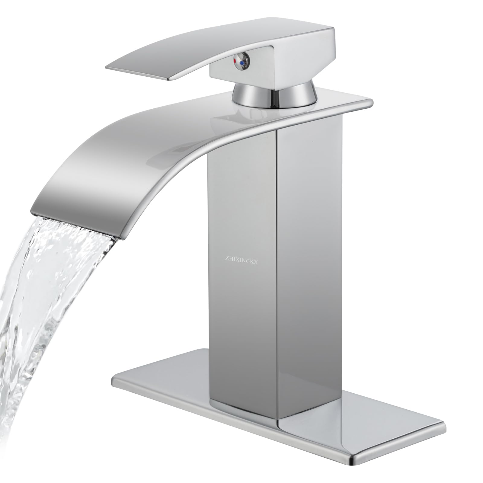 Waterfall Bathroom Faucet, Modern Bathroom Sink Faucet Suit for 1&amp;3 Hole,Single Handle Commercial Sink Faucet,Chrome
