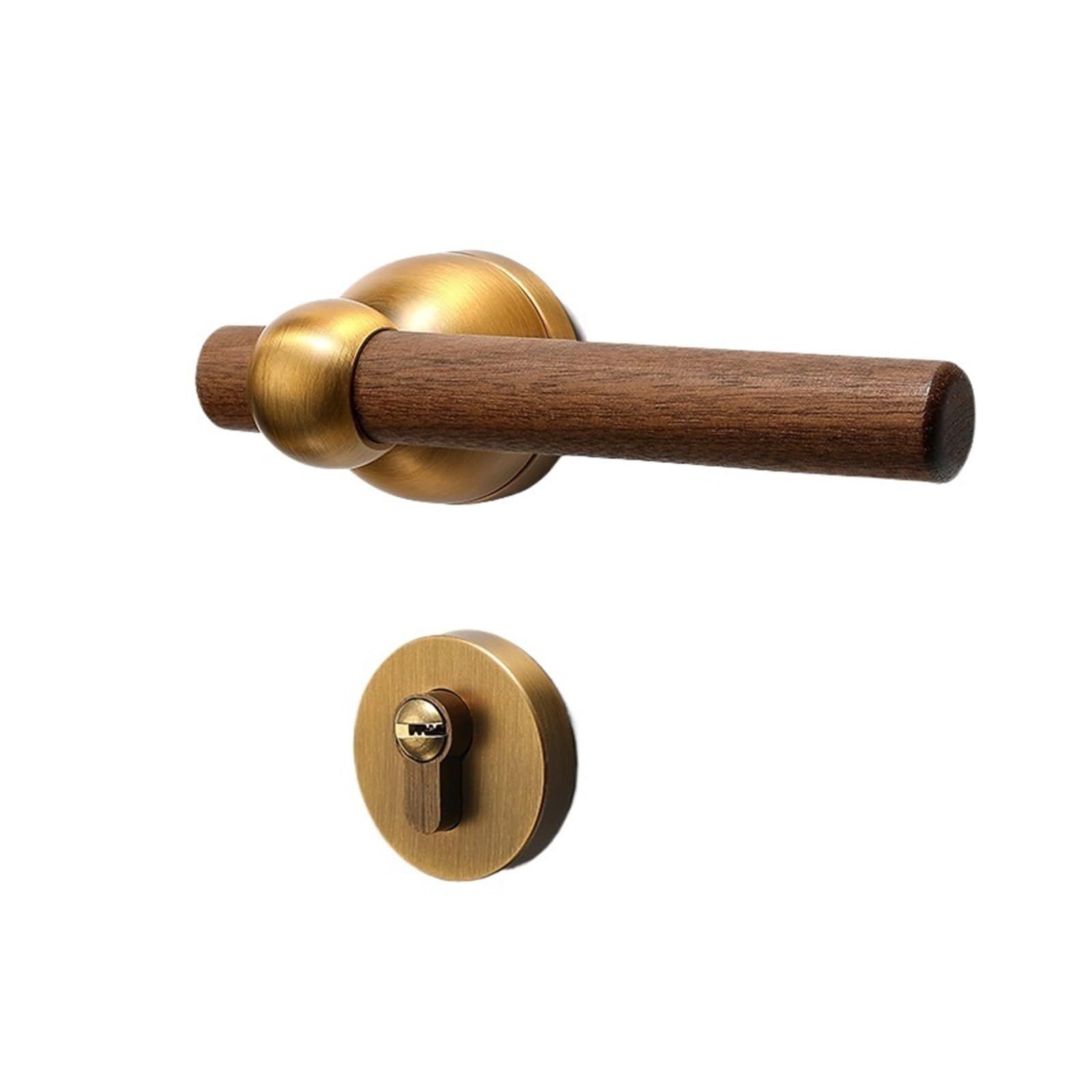 NYRXRYTCA Retro Chinese Bedroom Door Lock Yellow Bronze Indoor Door Wooden Door Handle Silent Magnetic Door Lock(58F60 yellow bronze silent)