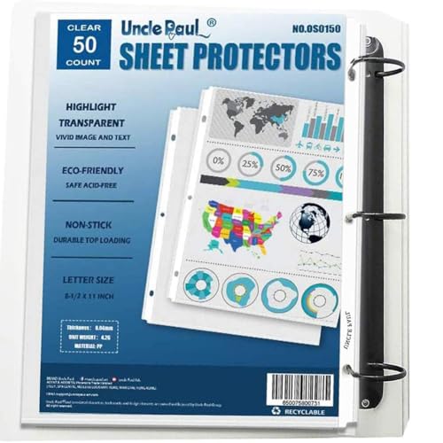 Sheet Protectors - 50 Sheets 4 mils[0.04mm] Strong Extra Heavyweight Clear Top Load 8.5 x 11 Inch Highlight Transparent Acid-Free for 3 Ring Binder OS0150 image 8
