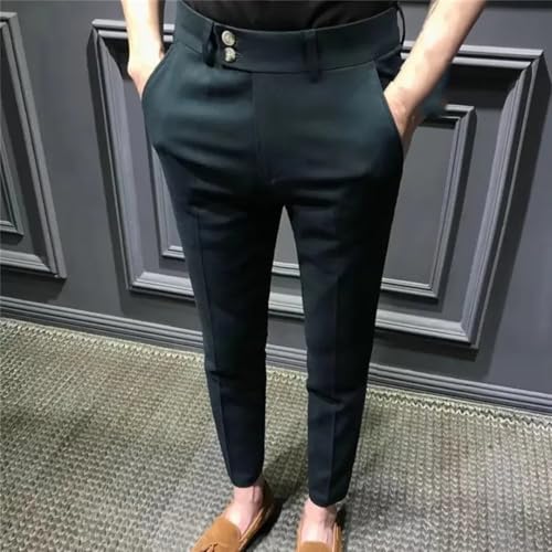 Men Summer Slim Fit Casual Pants Lightweight Elegant Formal Suit4