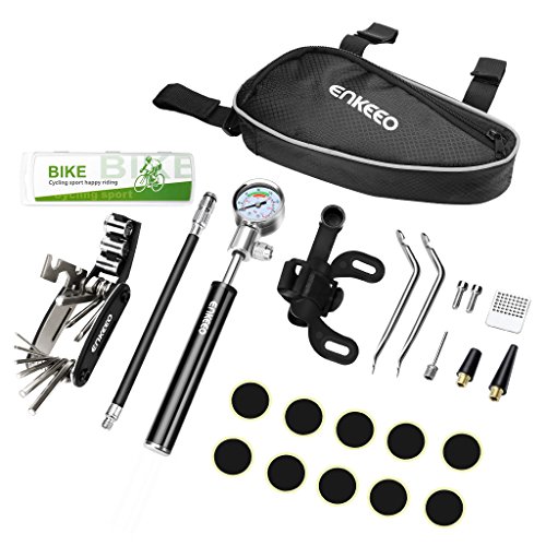 ENKEEO Kit Riparazione Pneumatici Bici, 16-in-1...