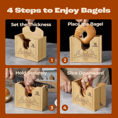 Image of Piklohas 2026 Bagel Slicer, Bamboo Bread Slicer for Small and Large Bagels